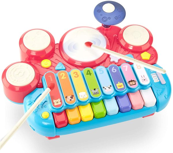 CubicFun 5 in 1 Kids Piano Drum Set Baby Toys