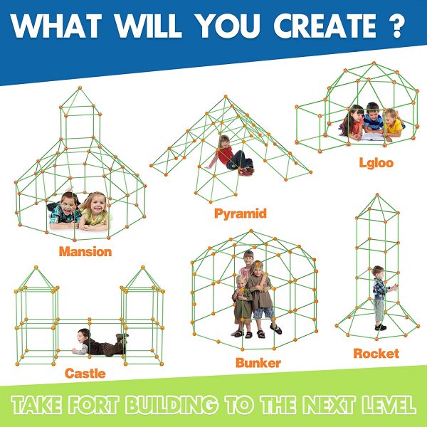 Tiny Land Kids Fort Building Kits 130 Pieces Creative Fort