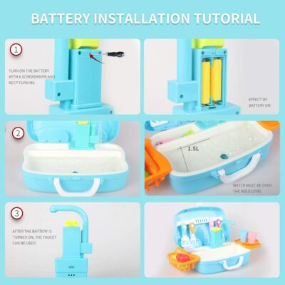 Aovo Kids Play Sink Children Electric Dishwasher Kitchen Toys Set