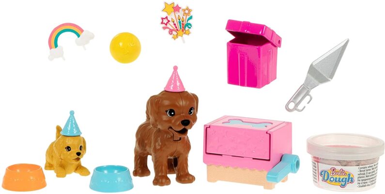 Barbie Doll (11.5-inch Brunette) and Puppy Party Playset