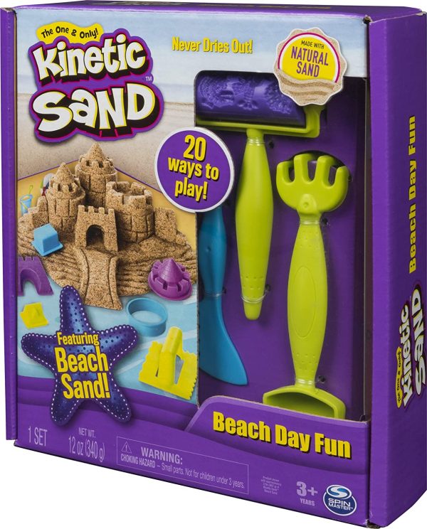 Kinetic Sand Beach Day Fun Playset with Castle Molds