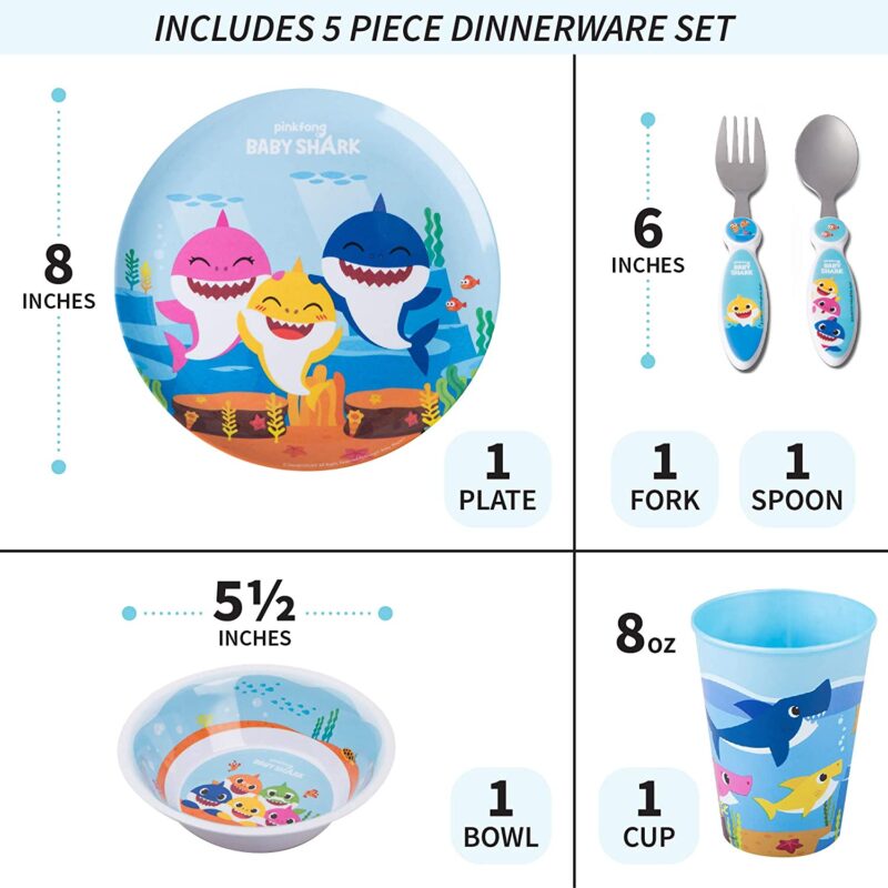 Baby Shark Dinnerware Mealtime Kitchen Set