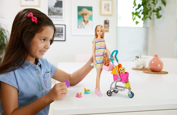 Barbie Stroll ‘n Play Pups Playset with Blonde Barbie Doll