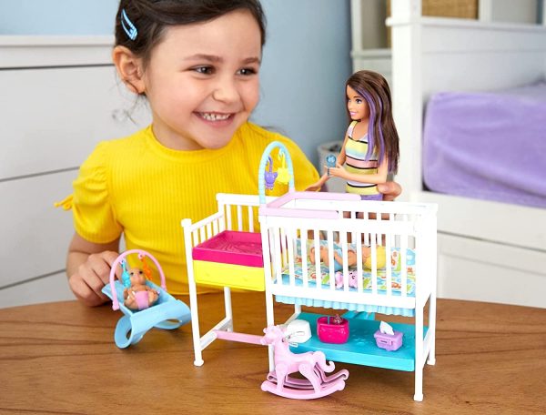 Barbie Nursery Playset with Skipper Babysitters Doll