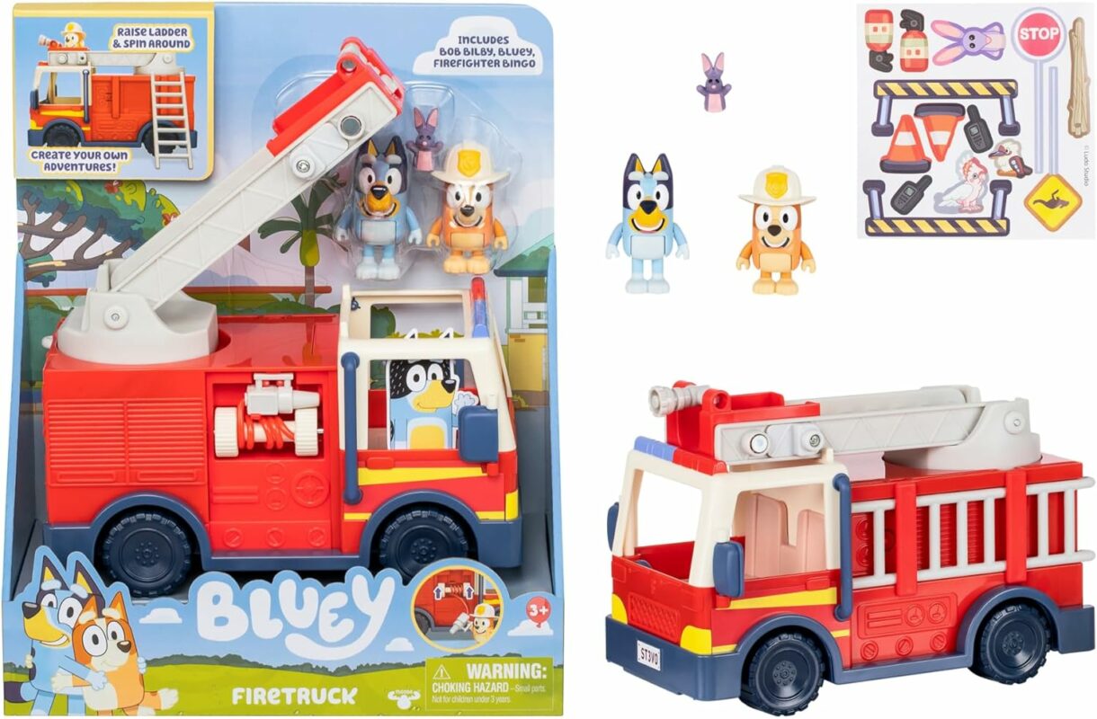 BLUEY Firetruck Firefighter Bingo and Bob Bilby Figures