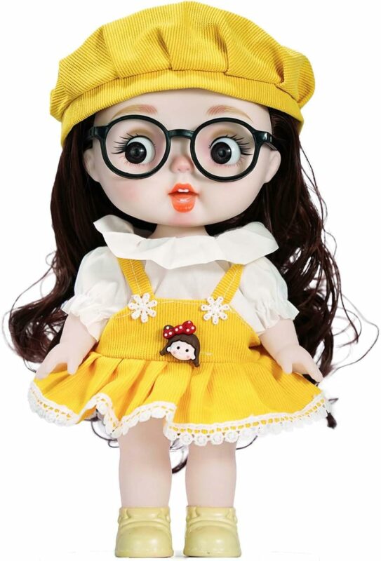 Realistic Baby Doll Floral Dress Doll with Beret & Yellow Boots