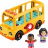 Fisher-Price Toddler Toy School Bus Musical Push Along Vehicle with 2 Figures