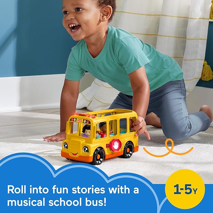 Fisher-Price Toddler Toy School Bus Musical Push Along Vehicle with 2 Figures Fisher-Price Toddler Toy School Bus Musical Push Along Vehicle with 2 Figures
