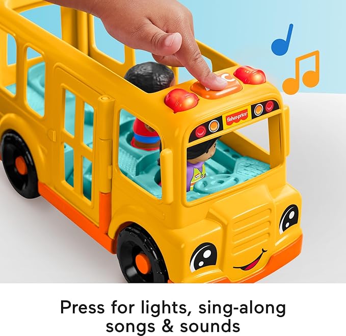 Fisher-Price Toddler Toy School Bus Musical Push Along Vehicle with 2 Figures Fisher-Price Toddler Toy School Bus Musical Push Along Vehicle with 2 Figures