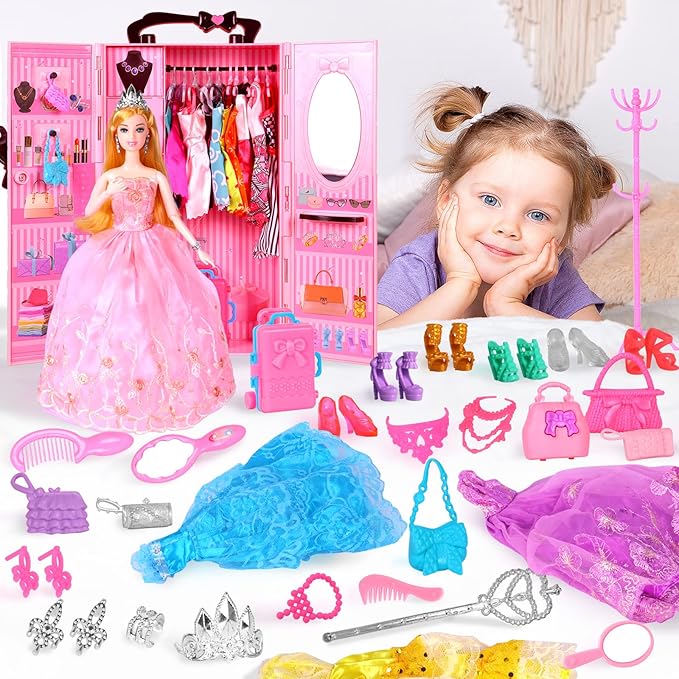 UCanaan Girl Doll and Closet Set with Doll Clothes and Accessories UCanaan Girl Doll and Closet Set with Doll Clothes and Accessories