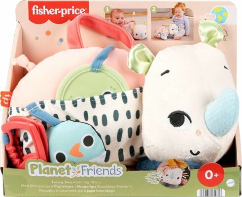 Fisher-Price Newborn Toy Planet Friends Tummy Time Roaming Rhino Plush