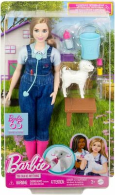 Barbie 65th Anniversary Doll Farm Veterinarian Set with Blonde Vet Doll