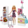 Barbie Doll Blonde and Grocery Store with Rolling Cart and Working Belt