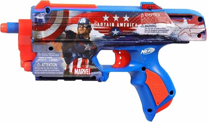 Nerf Marvel Captain America Dart Blaster 10 Elite Darts