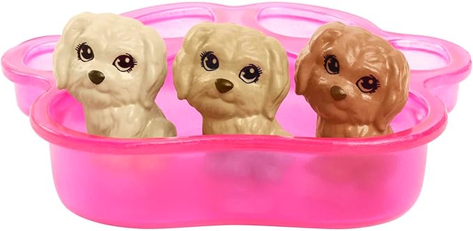 Barbie Doll & Pets Set with 3 Newborn Puppies