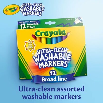 Crayola Broad Washable Line Markers for Kids 12 Count