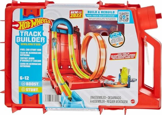 Hot Wheels Toy Car Set Track Builder Unlimited Playset Fuel Can Stunt Box