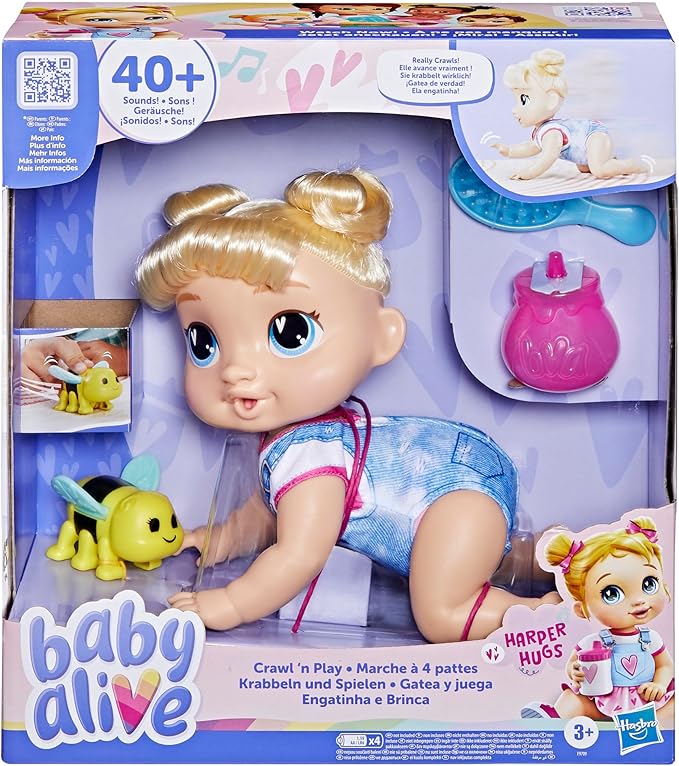 Baby Alive Crawl 'n Play Harper Hugs Electronic Crawling Baby Doll Set