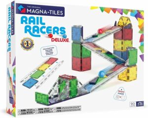 MAGNA TILES Rail Racers Deluxe 90 Piece Magnetic Construction Set