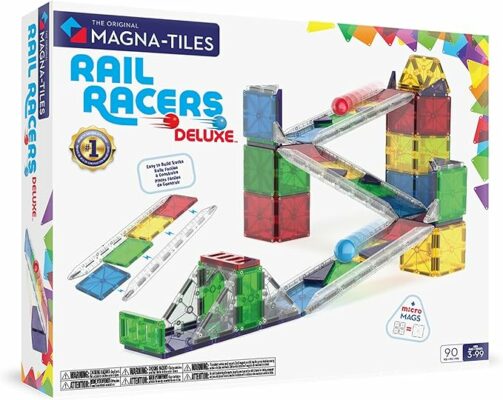 MAGNA TILES Rail Racers Deluxe 90 Piece Magnetic Construction Set