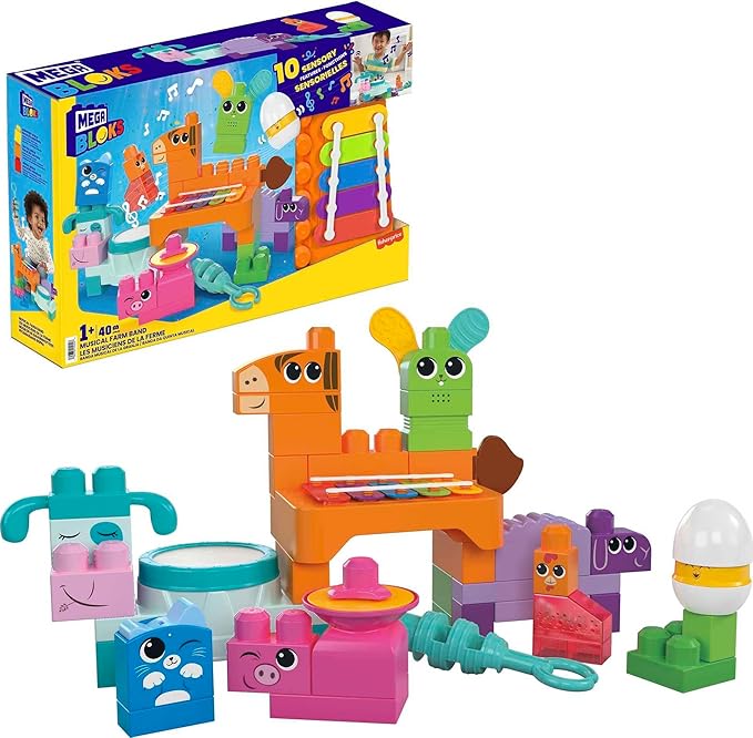 MEGA BLOKS Musical Farm Band with 40 Pieces and 6 Music Sheets