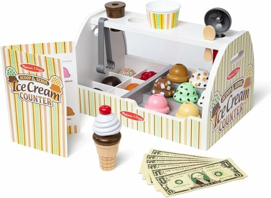 Melissa & Doug Wooden Scoop & Serve Ice Cream Counter