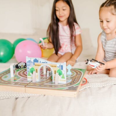 Melissa & Doug 18-Piece Wooden Take Along Tabletop Town