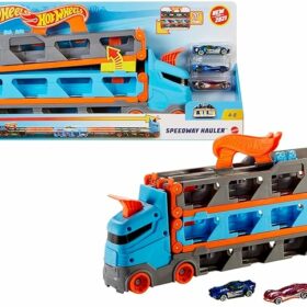 Hot Wheels Speedway Hauler Storage Carrier with 3 Scale Cars