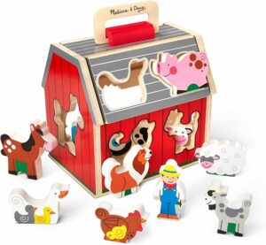 Melissa & Doug Take Along Wooden Toy Barn 11Pc Portable Toddler Playset