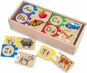 Melissa & Doug Self Correcting Alphabet Puzzle 52 pcs with Toy