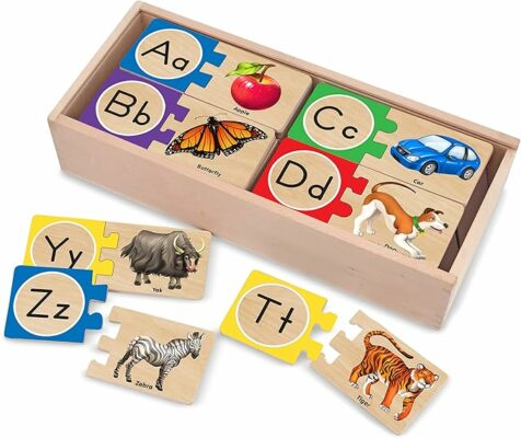 Melissa & Doug Self Correcting Alphabet Puzzle 52 pcs with Toy