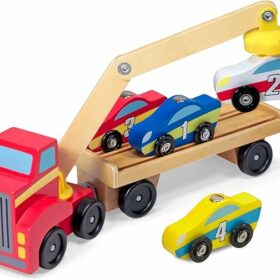 Melissa & Doug Magnetic Car Loader Wooden Toy Set