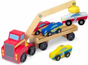 Melissa & Doug Magnetic Car Loader Wooden Toy Set