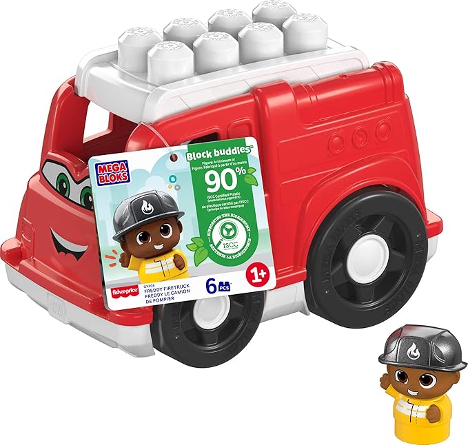 MEGA BLOKS Freddy Firetruck with 6 Pieces and Storage