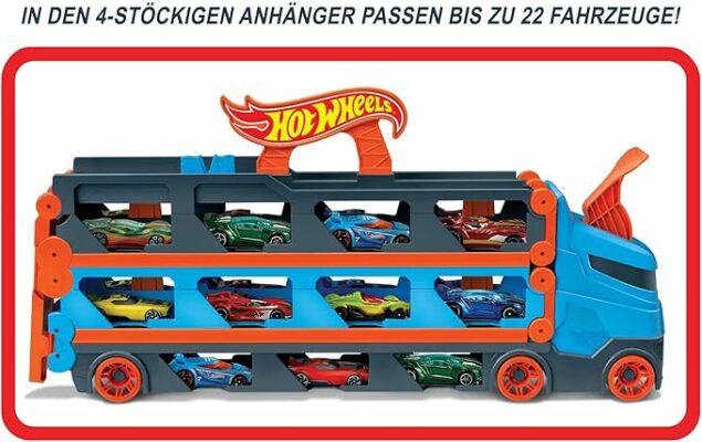 Hot Wheels Speedway Hauler Storage Carrier with 3 Scale Cars