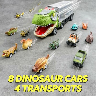 Dinosaur Truck with 12 Pull Back Cars Giftset