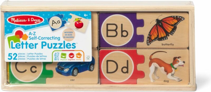 Melissa & Doug Self Correcting Alphabet Puzzle 52 pcs with Toy