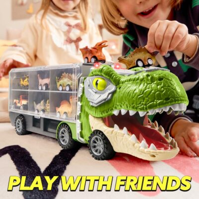Dinosaur Truck with 12 Pull Back Cars Giftset