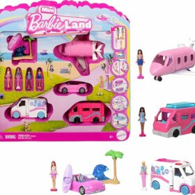 Barbie Mini BarbieLand 4 Pack Doll & Toy Vehicle Set