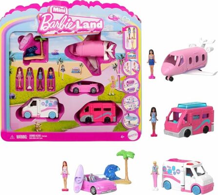 Barbie Mini BarbieLand 4 Pack Doll & Toy Vehicle Set