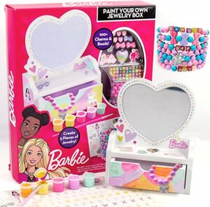Barbie Paint Your Own Jewelry Box 100+ Charms & Beads Kit for Kids