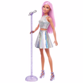 Barbie Pop Star Doll Dressed In Iridescent Skirt with Microphone
