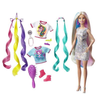 Barbie Fantasy Hair Fashion Doll with Colorful Blonde Hair