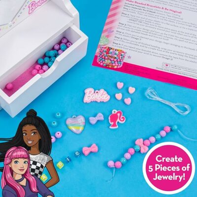 Barbie Paint Your Own Jewelry Box 100+ Charms & Beads Kit for Kids