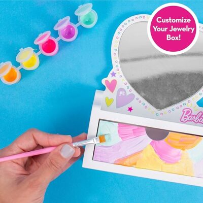 Barbie Paint Your Own Jewelry Box 100+ Charms & Beads Kit for Kids
