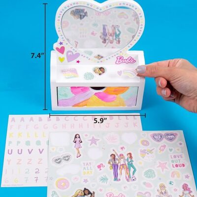 Barbie Paint Your Own Jewelry Box 100+ Charms & Beads Kit for Kids