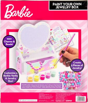 Barbie Paint Your Own Jewelry Box 100+ Charms & Beads Kit for Kids