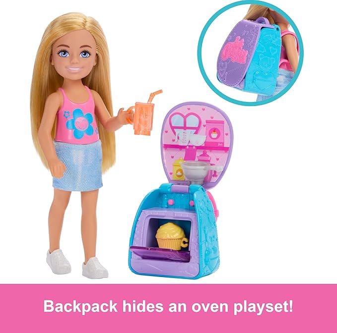 Barbie Family & Friends Cupcake Baking Backpack Blonde Chelsea Doll Barbie Family & Friends Cupcake Baking Backpack Blonde Chelsea Doll