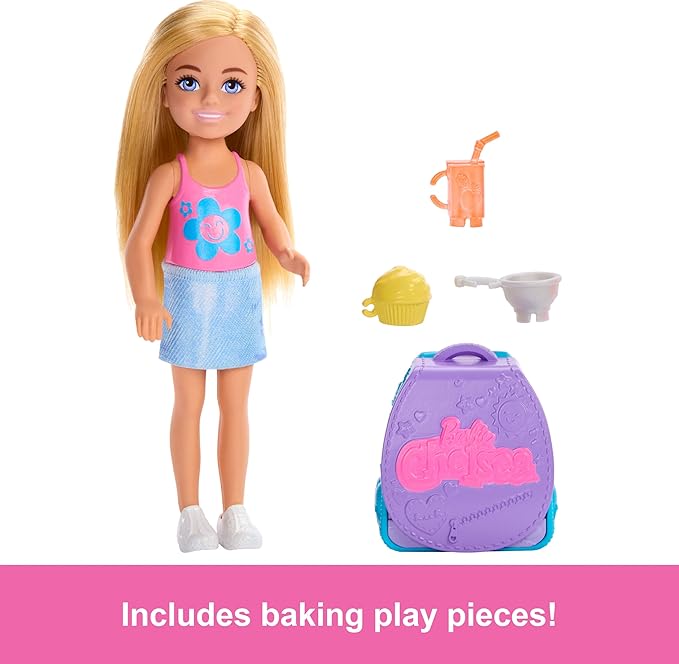 Barbie Family & Friends Cupcake Baking Backpack Blonde Chelsea Doll Barbie Family & Friends Cupcake Baking Backpack Blonde Chelsea Doll