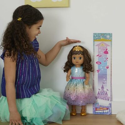 Baby Alive Princess Ellie Grows Up! Brown Hair Interactive Doll with Accessories